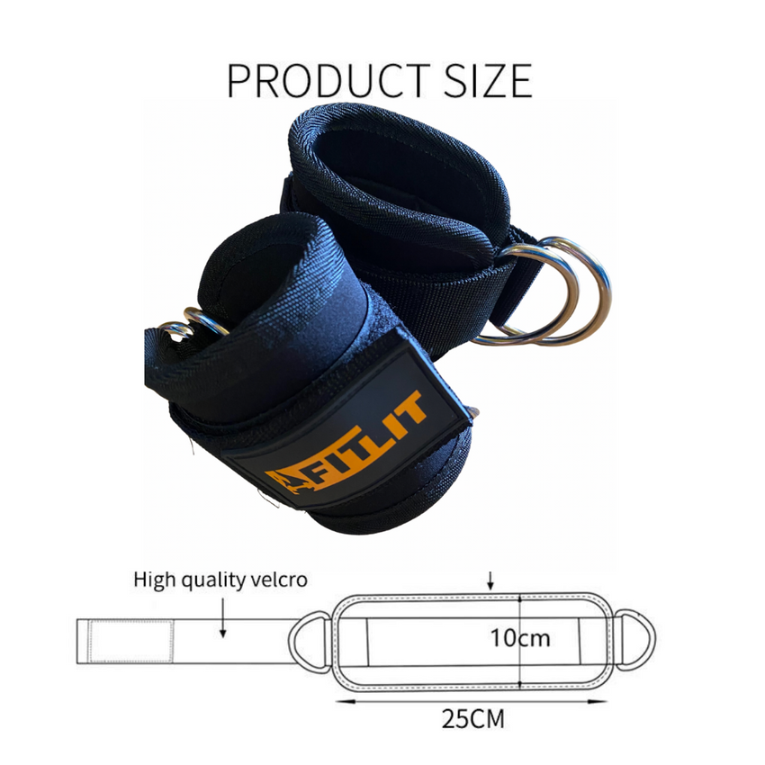 Weightlifting Ankle Straps for Cable Machines D-Ring - FITLIT